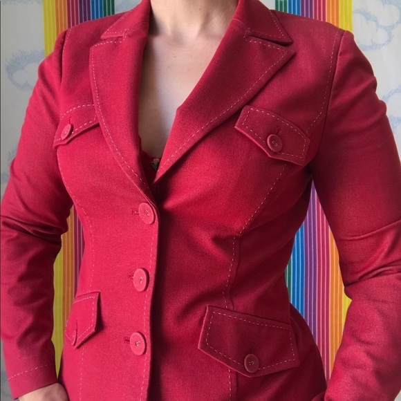 Y2K sexy two piece pant suit trendy red - Picture 8 of 11